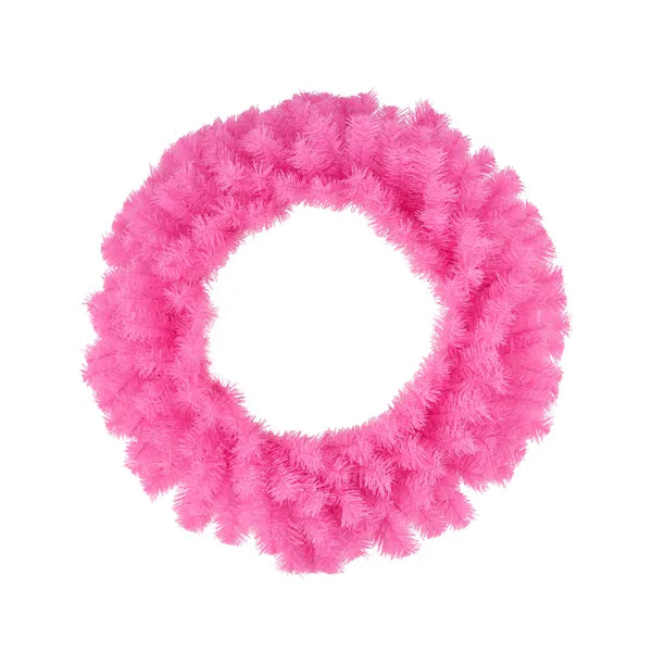 24"Dia Pine Wreath-PINK-XX962322