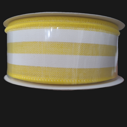 1.5"X10YD white and yellow VERTICAL STRIPE ribbon