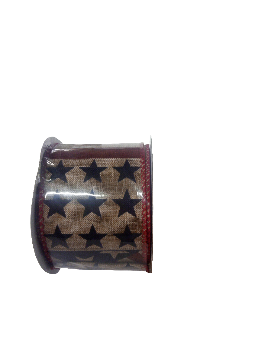 2.5 X 10YD Star and Stripes blue red Ribbon - 153599