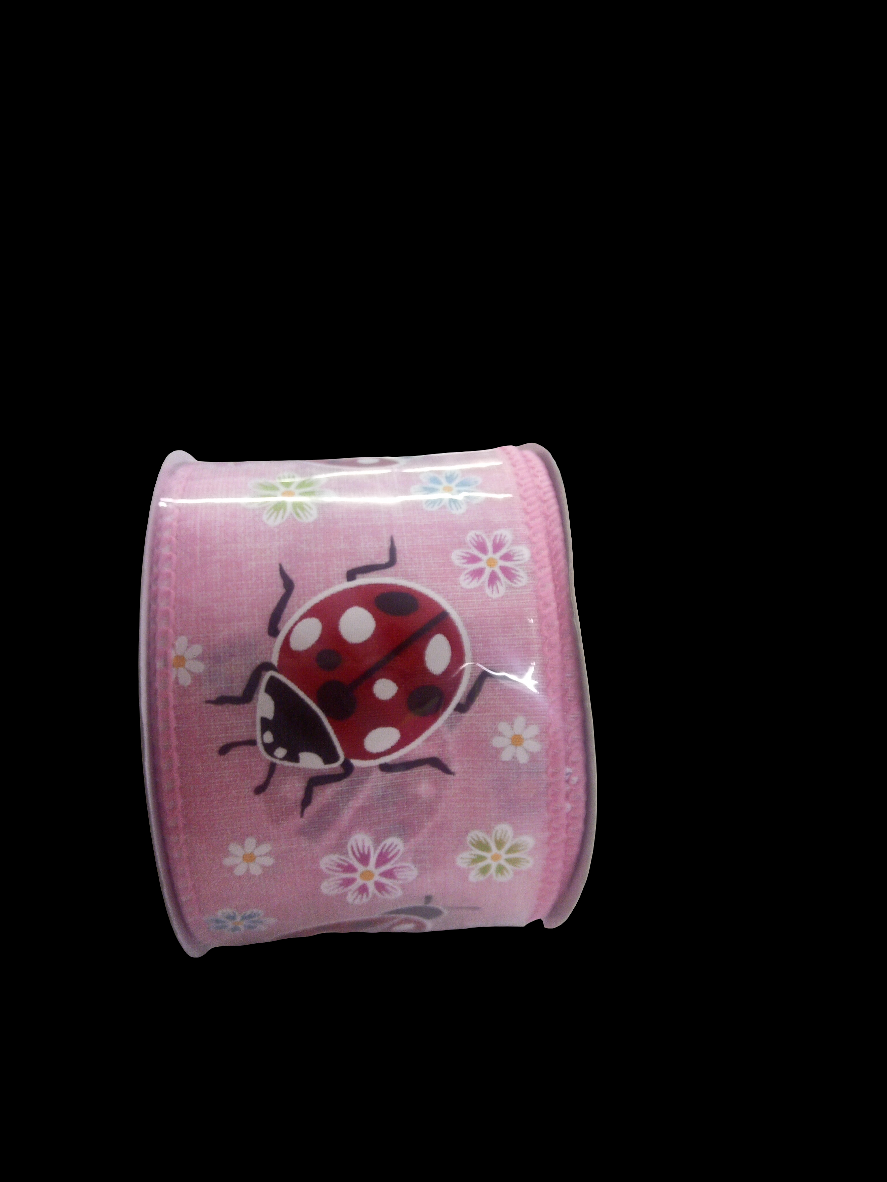 2.5 X 10YD light pink ladybug Ribbon- 153662
