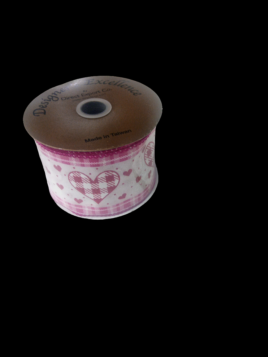 2.5 X 10YD Pink heart plaid heart Ribbon- 154000