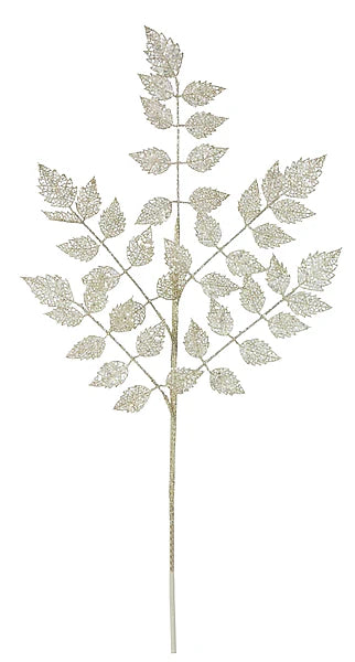 30"L GLITTER ROSE LEAF SPRAY- LIGHT GOLD- XS227786