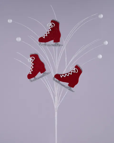 23"L Glitter/Felt Ice Skates Spray-Red-XP019524