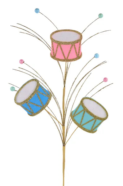 23"L Glitter/Felt Christmas Drums Spray-Pastel-XP019691