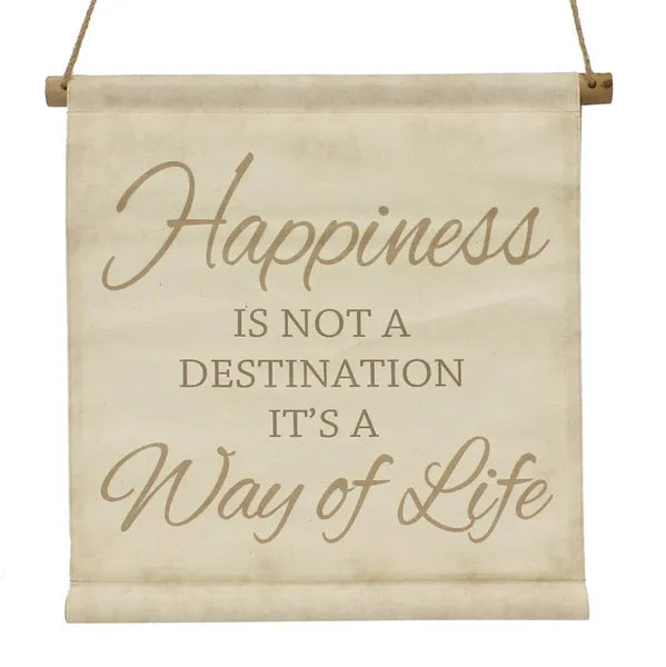 17.5"H Happiness Banner-Tan/Beige/Black -AP9083