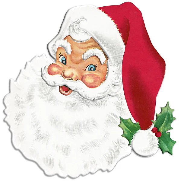 12"H X 11.875"L SANTA FACE (W/OPEN EYES)- WHITE/RED/GREEN/BEIGE- MD170327