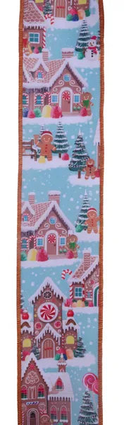 2.5" x 10yd Gingerbread Village-Lt Blue/Wht/Turq/Brwn-LS113414
