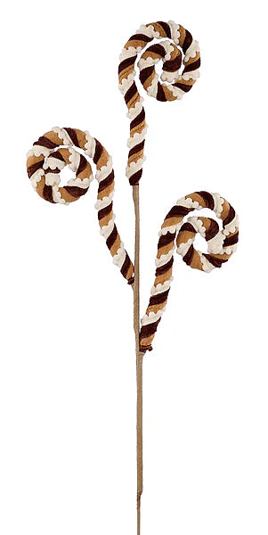 28"L VELVET/SNOWBALL COIL SPRAY- LT BROWN/DK BROWN/IVORY- XS1563F2