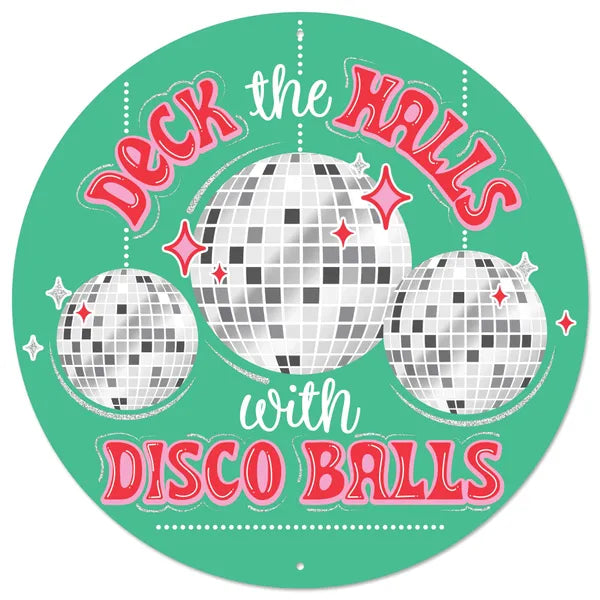 12"Dia Gltr Deck The Halls W/Disco Balls-Dk Mint/Red/Pink/Grey-MD162095