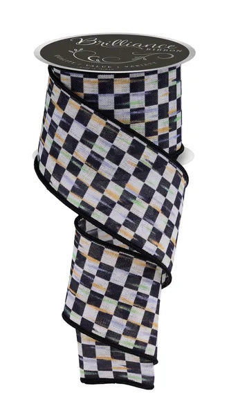 2.5" x 10yd Mini Antique Checkerboard-Beige/Black-LS314359