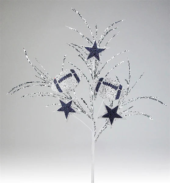 29"OAL GLITTER FOOTBALL/STAR PICK- SILVER/NAVY- MZ187960
