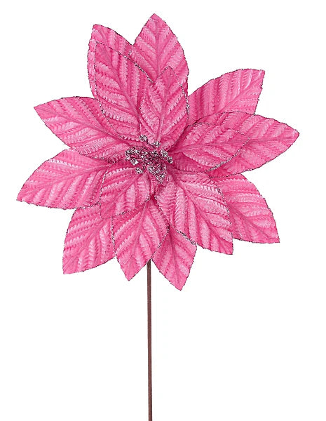 20.5"L X 12"DIA EMBOSSED POINSETTIA STEM- PINK- XS426522