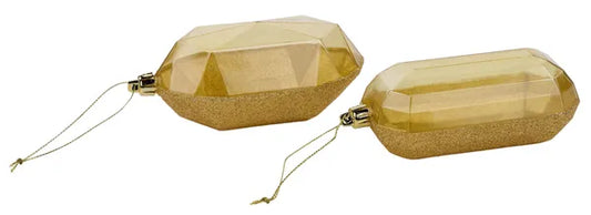 2 Asst 5.25"L Glitter Gem Ornament-Gold-XJ563308