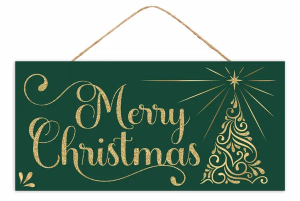 12.5"L x 6"H Glttr Christmas Swirl Tree-Hunter Green/Gold-AP788312