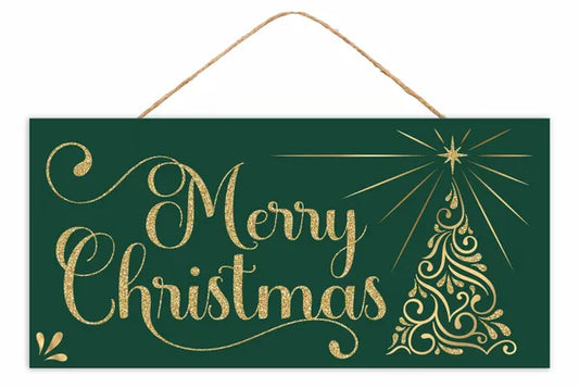 12.5"L x 6"H Glttr Christmas Swirl Tree-Hunter Green/Gold-AP788312