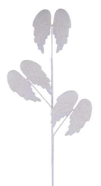23"L Felt/Glitter Angel Wing Spray-White-MN046527