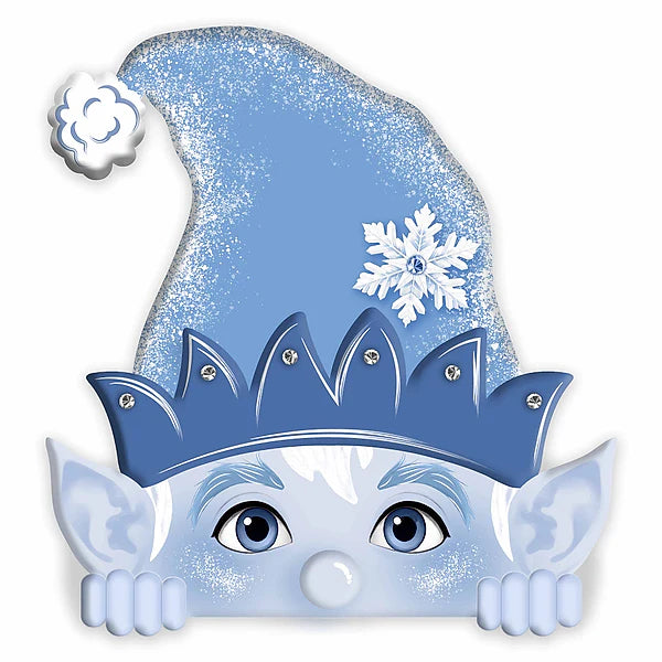 12"H X 11"L PEEKING JACK FROST SIGN- BLUE/LT BLUE/WHITE- MD1890