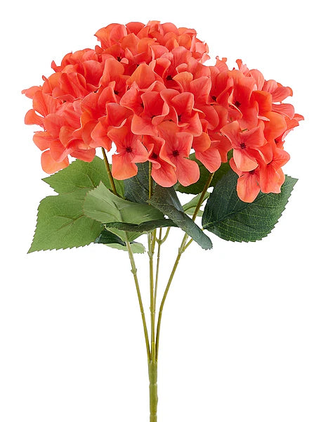 16"L FABRIC HYDRANGEA BUSH X5- ORANGE- FN175420