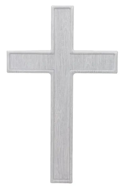 16"H X 10"L METAL WOOD LOOK CROSS SIGN-COOL GREY-MD109810