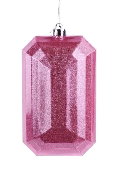8"L x 5"W Glitter Rectangle Gem Orn-Pink-XJ717222