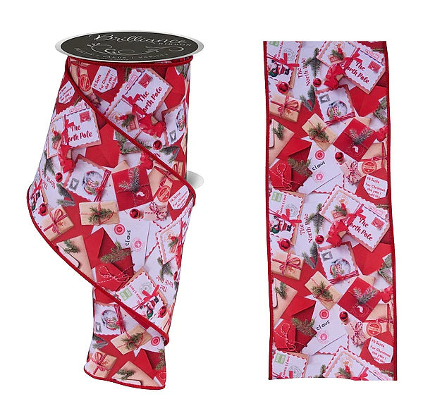 4"X10YD LETTERS TO SANTA- RED/OFF WHITE/GREEN- LS115156