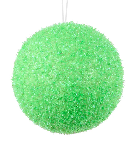 4.75"DIA V-CUT FOIL NEON BALL ORN- NEON GREEN- XJ780609