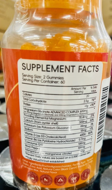 600 mg MAGNESIUM GLYCINATE GUMMIES-CARROT-X004W2XTTR
