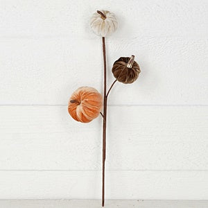 15in Pick-Velvet gold stem mini pumpkins-Mix- 31350