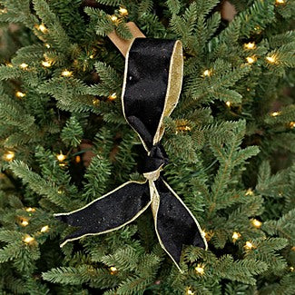 2.5inWx10Yard Wired Ribbon-Black Velvet/Gold Wire/Glitter Gold- 57R0908