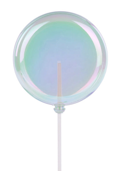 100Mm Clear Mint Irid Lollipop W/Stick, 9.75"Oal-XC1166HC
