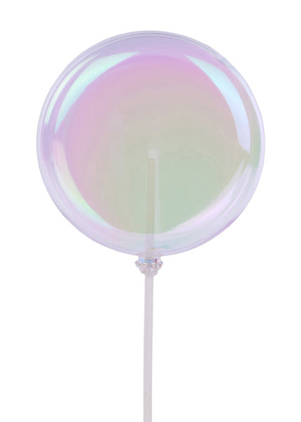 100Mm Clear Irid Lollipop W/Stick, 9.75"Oal-XC1166MY