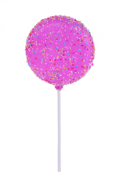 100Mm Hot Pink Glitter Sprinkle Lollipop W/Stick-XC120311