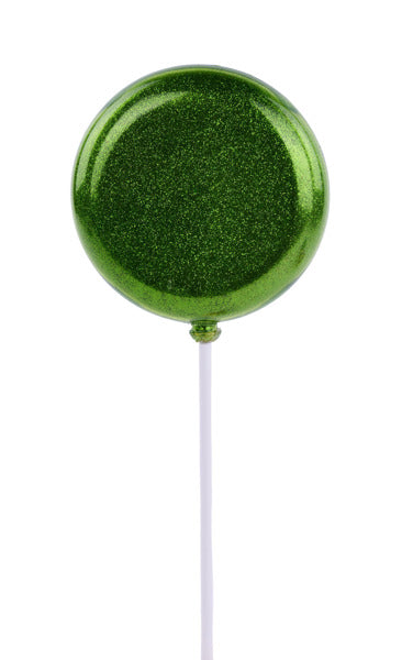 120Mm Lime Green Glitter Lollipop W/Stick, 11.75"Oal-xc120669