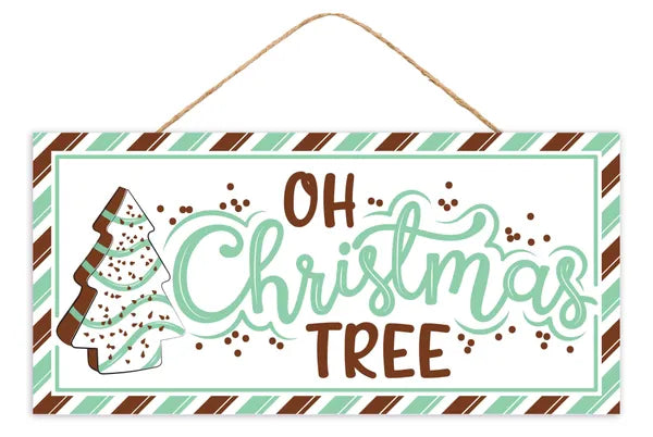 12.5"L MDF OH CHRISTMAS TREE SIGN-AP7359E1