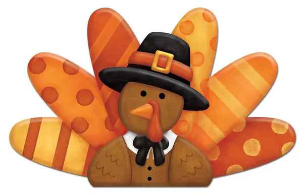 14"L METAL/EMBOSSED TURKEY SIGN