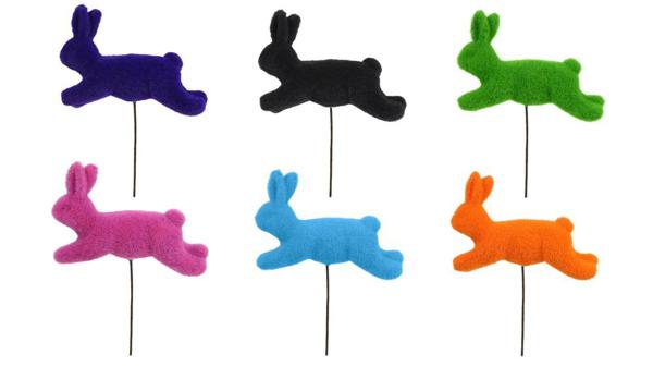 17"x 8.5"L x 6"H Flocked Rabbit Pick 6 assorted