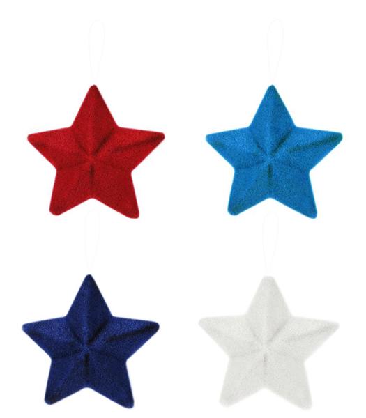 9"Lx9"H Flocked/Glitter Pointed Star 4 assorted wreath attachment