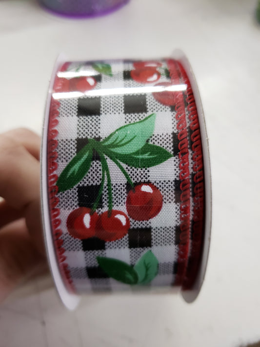 Buffalo check cherries ribbon, cherry ribbon