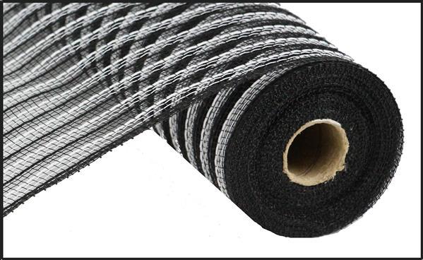 10.5"X10yd Poly Faux Jute/Cotton BLACK/WHITE