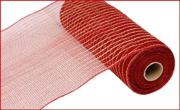 10.5"X10yd Poly Jute Mesh Burgundy/Red/Natural