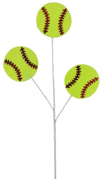 24"L Glitter Softball Pick x 3-Neon Yellow/Red-MN0112