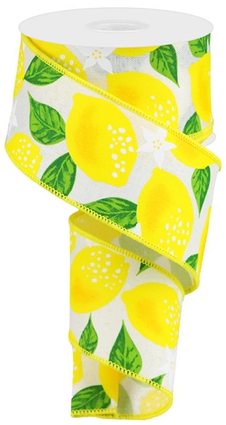 2.5"X10yd Lemons On Royal burlap ribbon