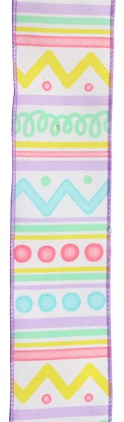 2.5"X10yd spring Tribal Stripes ribbon