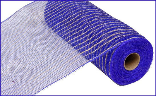 10.25"X10YD royal blue POLY/JUTE striped MESH