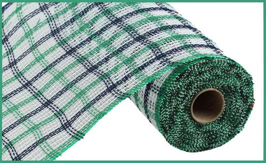 10.25"X10YD Green/Blue FAUX JUTE CHECK MESH