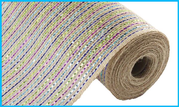 10.5"X10yd Jute Laser Foil Mesh - Purple/Turquoise/Royal Blue/Lime/Natural