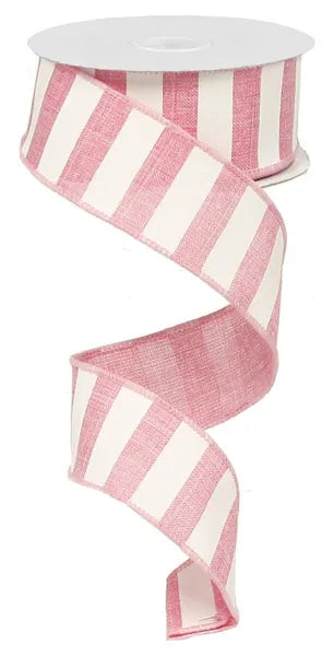 1.5" x 10yd Horizontal Stripe-Pink/White-RX9148WT