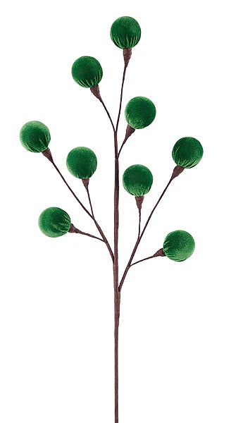23"L VELVET WRAPPED STYRO BALL SPRAY- EMERALD GREEN- MN059206