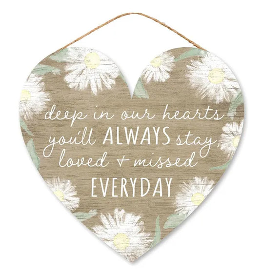 12"Lx11.5"H Mdf Deep In Our Hearts Sign-Brown/White/Sage/Yellow-AP7241