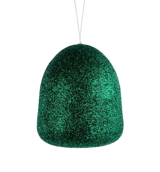 5"H x 4.25"Dia Glitter Gumdrop Ornament-Emerald Green-XJ711706